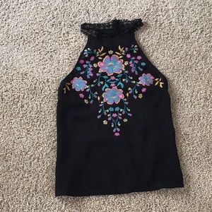 Black with flowers halter top